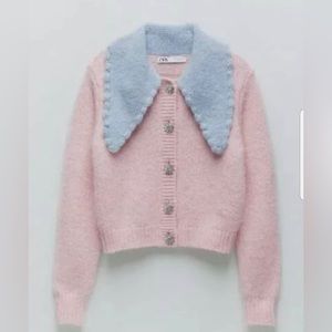ZARA KNIT CARDIGAN WITH GEM BUTTON